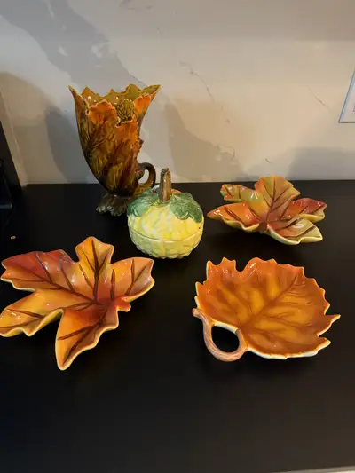 Ceramic Pumpkin, Cornucopia  Vase, Maple Leaf Dishes, View more
