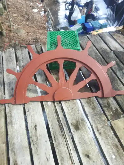 1/2 SHIP WHEEL WALL HANGER, View more