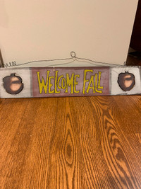 “Welcome Fall” metal sign