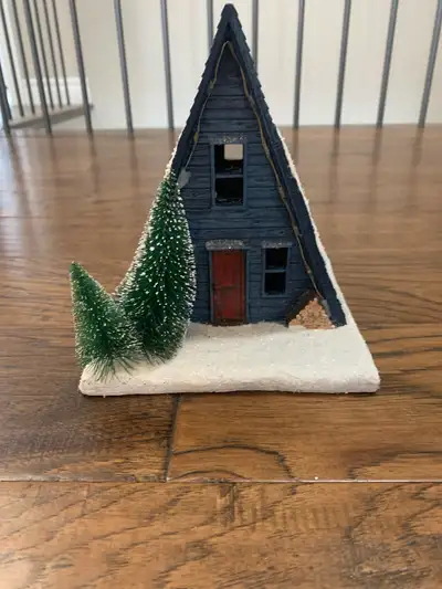 Christmas light up log winter cabin, View more