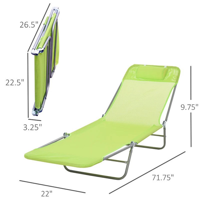 Brand New Folding Chaise Lounge Patio Camping Beach in Patio & Garden Furniture in Markham / York Region - Image 2