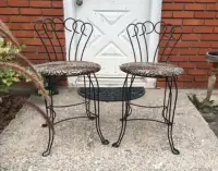 Paire de chaises bistro or maquilleuses vintage leopard print