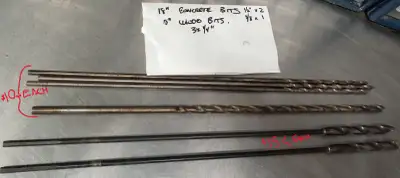 Some are like new..other lightly used. Masonry bits...2 @ 1/2"(like NEW) $15 each....1 @ 3/8".. $10...