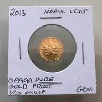 2013 Canada 'Maple Leaf' Pure .9999 Gold Proof $1 Coin!
