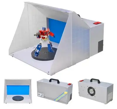 Portable Airbrush Paint Spray Booth Kit Pro Paint Set w/ Turn Table Powerful Fan For Toy Model Parts...