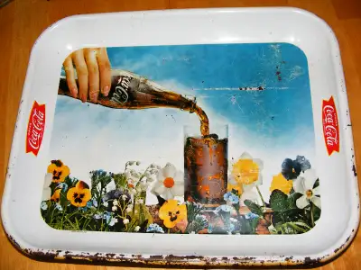 Vintage Square Coca-Cola Tray The Tray is 13 Inches Wide and 10 1/2 Inches Tall. See Pictures for mo...