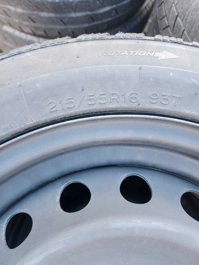 Like New 215/55/16 winter tires on 5x114.3 black steel rims in Tires & Rims in Cape Breton - Image 2
