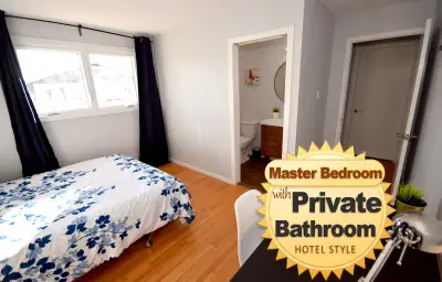 MasterBedroom has Bathroom Near LRT O-Train - CarletonU 15 min