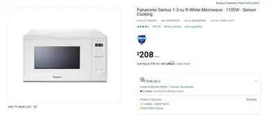 Open Box brand new microwave Panasonic Genius 1.3-cu ft 1100W Pick up only