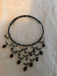 Dark purple/black beaded light wrap around necklace 