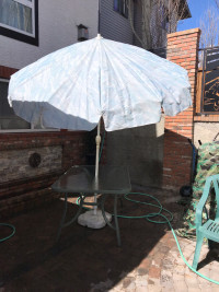 Patio Umbrella and Patio Tables