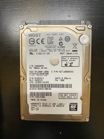 HGST 1TB Hard Drive, View more
