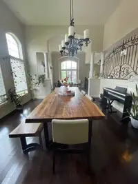 Dining table with a bench and 4 chairs 