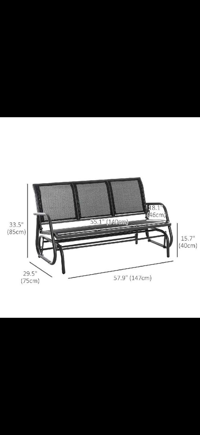 3-Seat Outdoor Glider Chair, Patio Rocking Chair, Steel Frame, S in Patio & Garden Furniture in Markham / York Region - Image 3