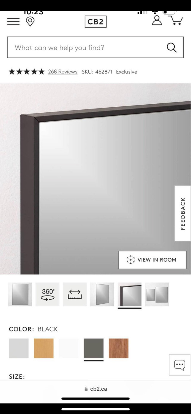 CRATE & BARREL CB2 INFINITY RECTANGULAR BLACK WALL MIRROR 36X48  in Home Décor & Accents in Peterborough - Image 4