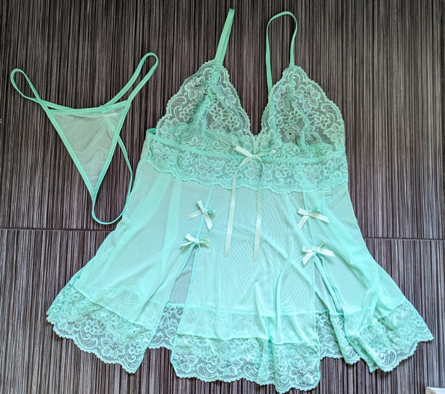 Lingerie dentelle vert menthe nuisette tanga NEUF 2XL dans Femmes - Autre  à Longueuil/Rive Sud - Image 3