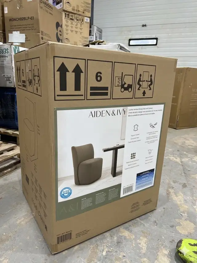 Aiden & Ivy Leather Armless Dining Chair with Casters 2 colours