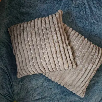 2 grey 24x24 luxe throw pillows, View more