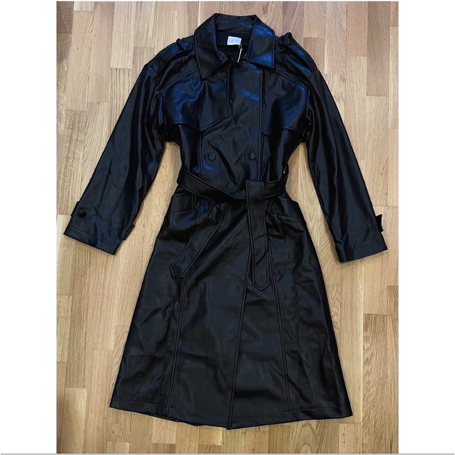 ANINE BING FINLEY FAUX LEATHER TRENCH COAT IN BLACK SZ SMALL in Women's - Tops & Outerwear in City of Toronto - Image 3