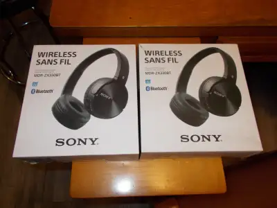 2 SONY - Wireless Bluetooth Stereo Headsets w/Box & Charge Wire, View more