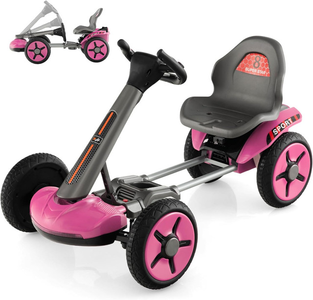 HONEY JOY 12V Go Kart for Kids, 4-Wheel Folding Pedal Go Kart, 2 in Other Parts & Accessories in Mississauga / Peel Region
