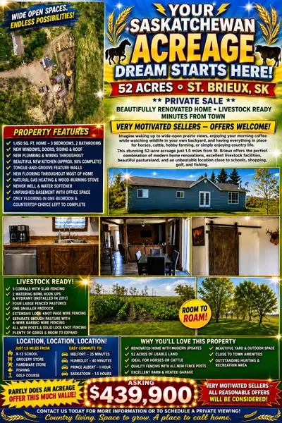 *PRIVATE SALE*** ****PRICE REDUCED**** https://propertyguys.com/listing/sk/st-brieux/134362 YOUR SAS...