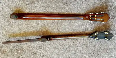 1800's Barnes and Mullins long scale 5 string banjo neck with tunnelled 5th and a 1920's Stromberg V...