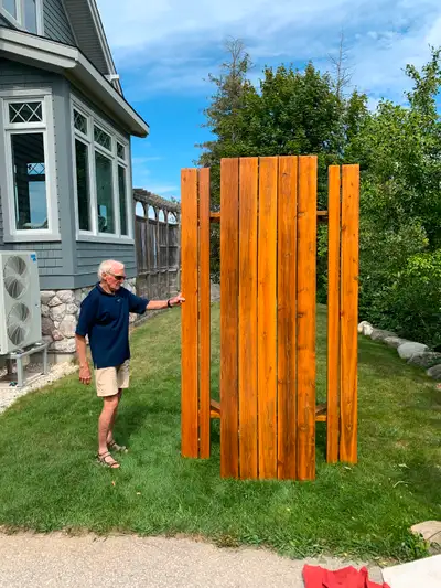 Large cedar picnic table for sale. Seats 6 t 10 people. Excellent condition as it has been stored in...