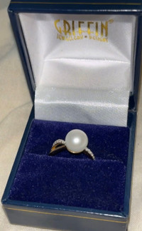 18k dimond pearl ring for sale 