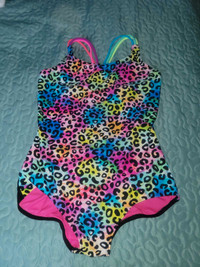 Xhilaration XL/TG 14-16 neon rainbow leopard bathing suit 