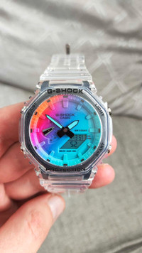 A cool custom rainbow color watch in mint condition