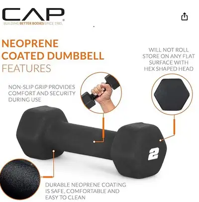 New 2 each - 3 Pound CAP Barbell Neoprene Dumbbell Weights, View more