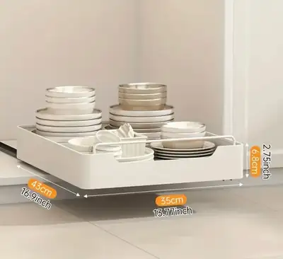 White Metal Pull-Out Cabinet Organizer, View more