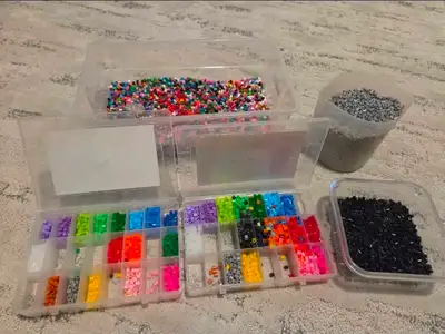 Lot of perler/fuse beads with patterns, View more