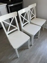 4 white ikea Ingolf chairs - $75