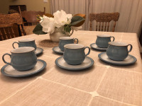  Set of Six Denby Pottery Cups and Saucers