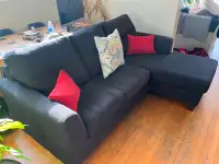 Black Sectional Couch- Very Good Condition