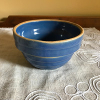 Vintage Small Blue Stoneware Mixing Bowl USA 5 Inch
