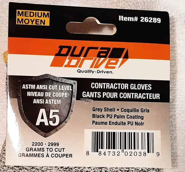 DuraDrive Size Medium Cut Resistant 5 Contractor Gloves in Other in Oshawa / Durham Region - Image 3