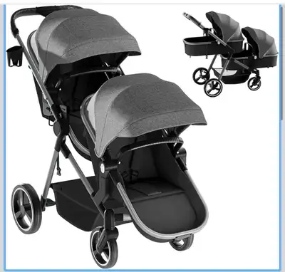 MU Double Stroller, Foldable Twin Tandem Stroller with Adjustabl, View more