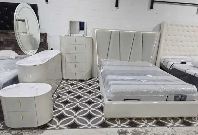 High-End Bedroom Set – Storage Bed + LED Mirror in Beds & Mattresses in City of Toronto - Image 7