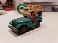 VINTAGE 1960s Husky 1/64 Military Jeep with Solider Green