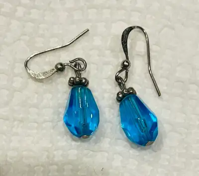Vibrant blue teardrop earrings, View more