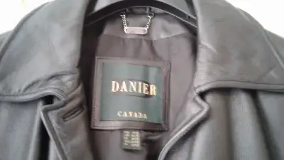 New Danier Canada  black full grain leather coat/lady's
