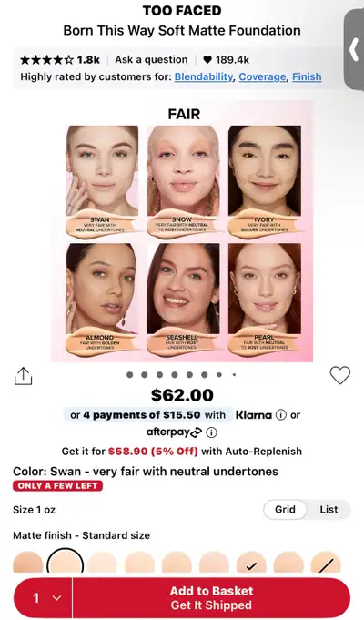 Too Faced Born This Way Soft Matte Foundation, View more