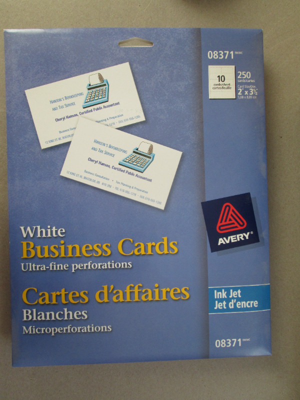 Avery 250 blank business card sheets (for ink jet printers) in Printers, Scanners & Fax in Peterborough