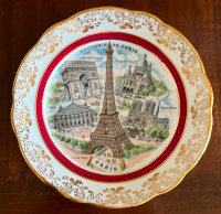 Assiette Porcelaine Tour Eiffel, Or tous le tour! 7 1/2 pouces