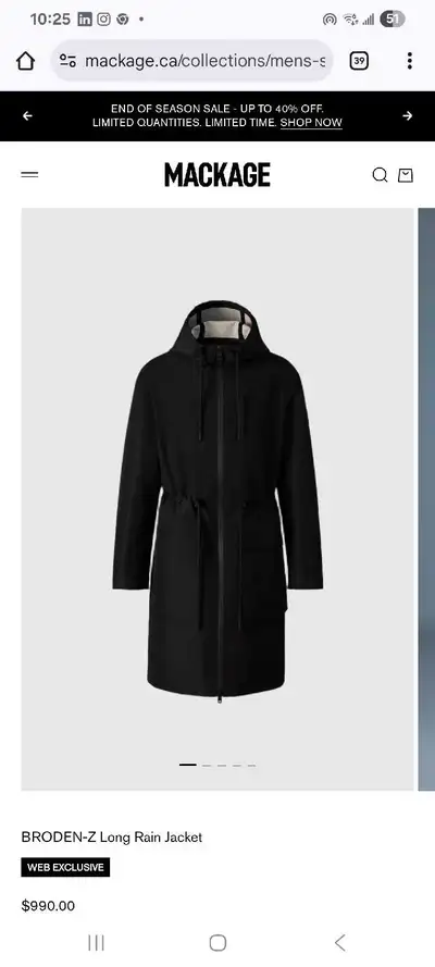 Mackage Rain Jacket in Size 38, View more