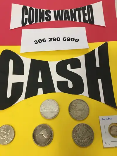 Looking to buy coin collections Canadian & American Such as old silver dollars, quarters, dimes, hal...