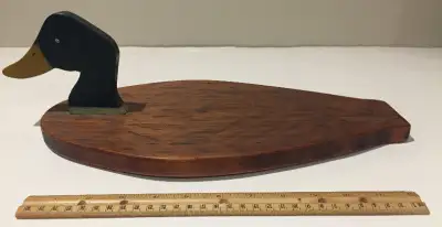 Mallard Duck Table Tray Wood Hand made and painted and distressed. One of a Kind. Vintage 1980's Fol...